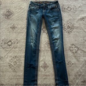 Rock Revival Heather Skinny Jeans Womens 26 Ultra Low Rise Y2K Denim Sequin